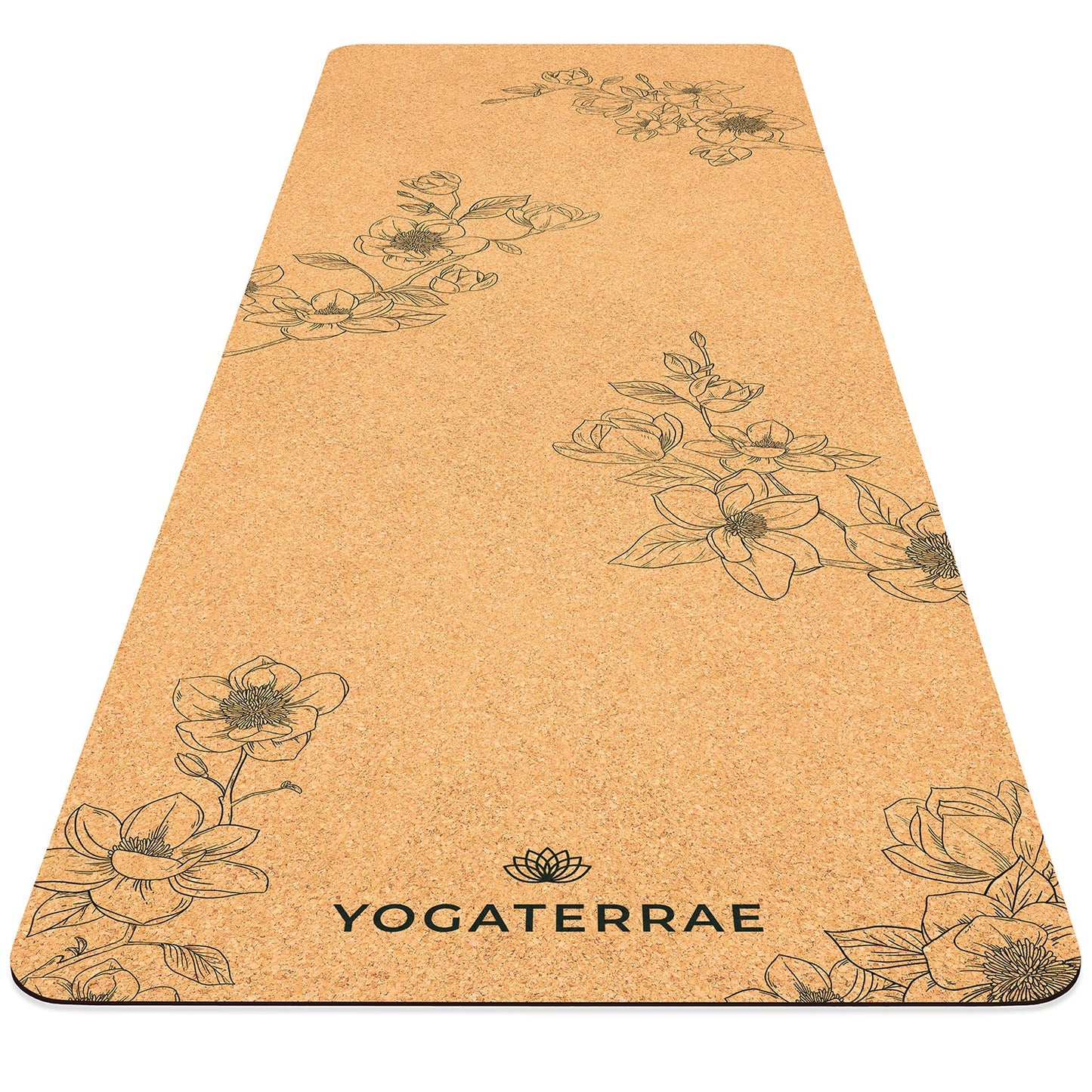 Tapis de yoga liège et caoutchouc naturels antidérapant écologique Magnolias YOGATERRAE marque française