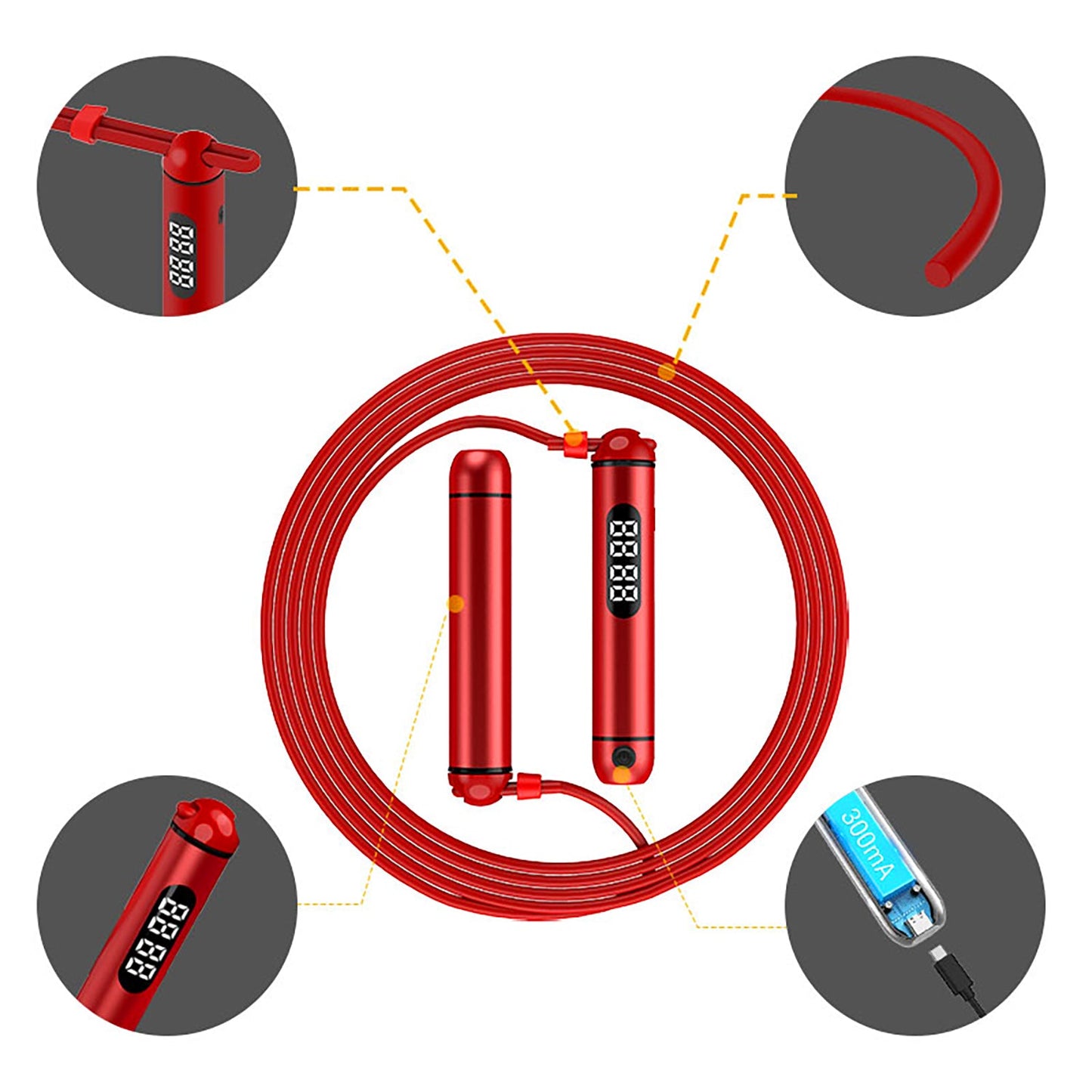 2 CORDES À SAUTER INTELLIGENTES ET CONNECTÉES ROUGES