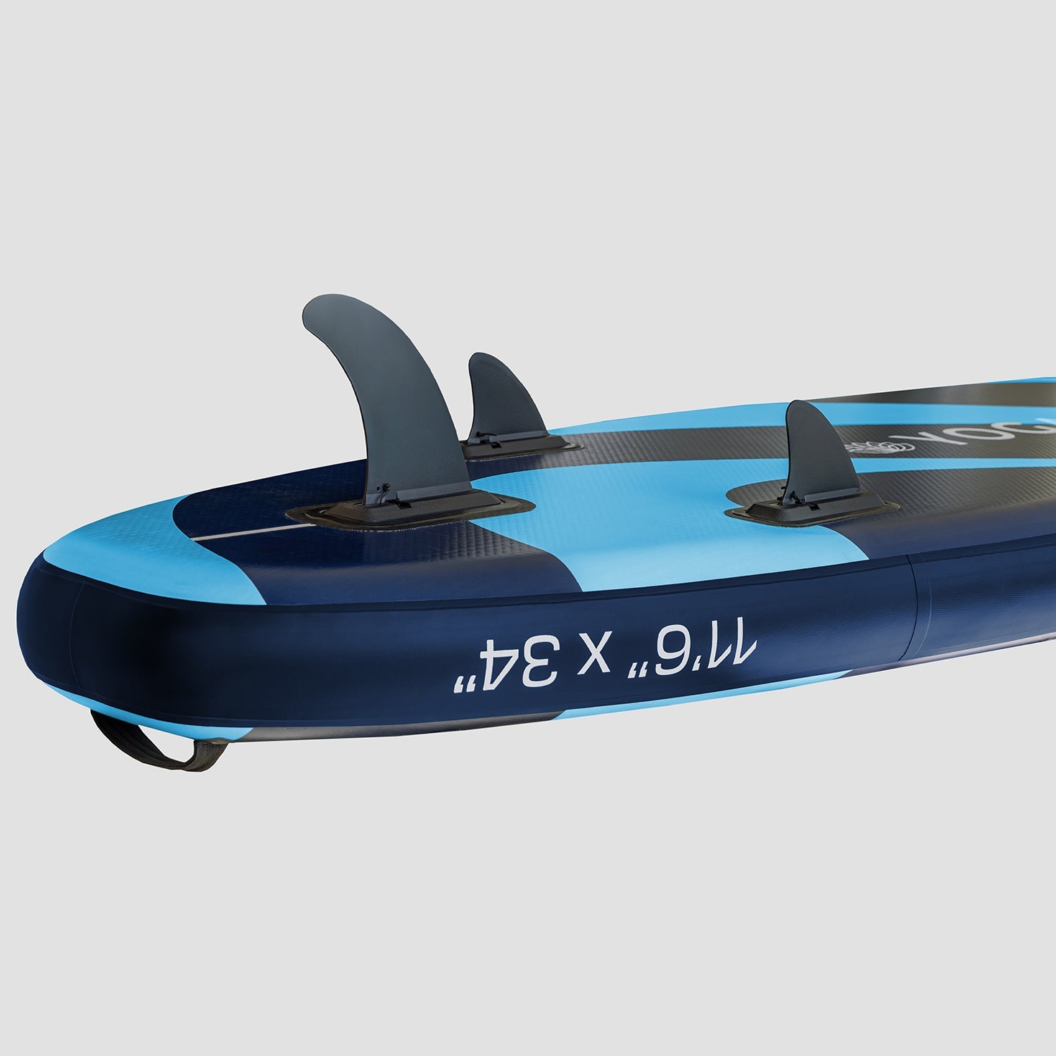 "3 Ailerons premium pour bonne manœuvrabilité et glisse fluide SUP Yogaterrae 11'6", poignée ergonomique, design de Vagues"